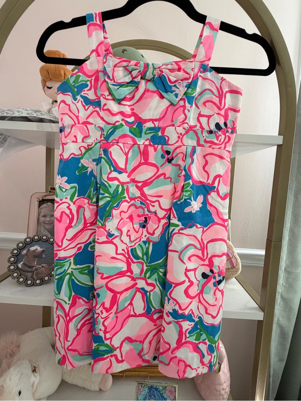 Lilly Pulitzer Pink, Blue & Green Floral Bow Sundress